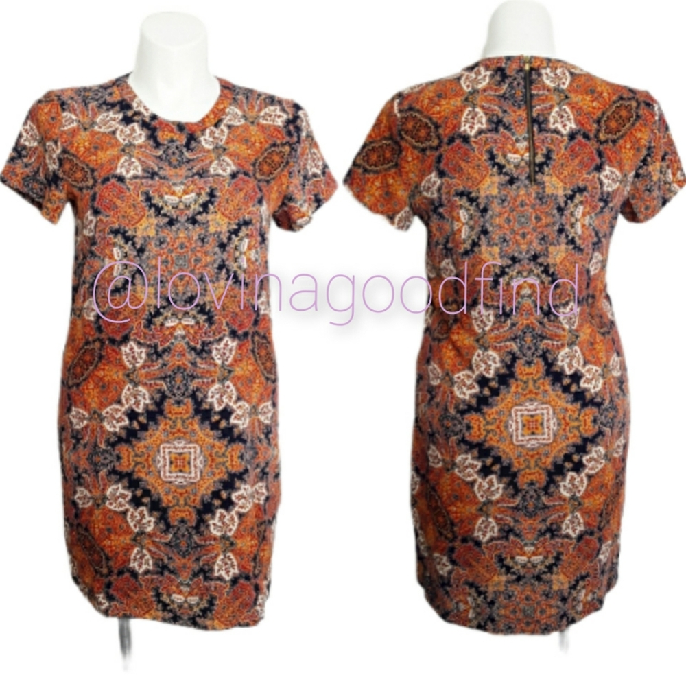 Artisan NY Short Sleeve Paisley Shift Dress EUC sz 12